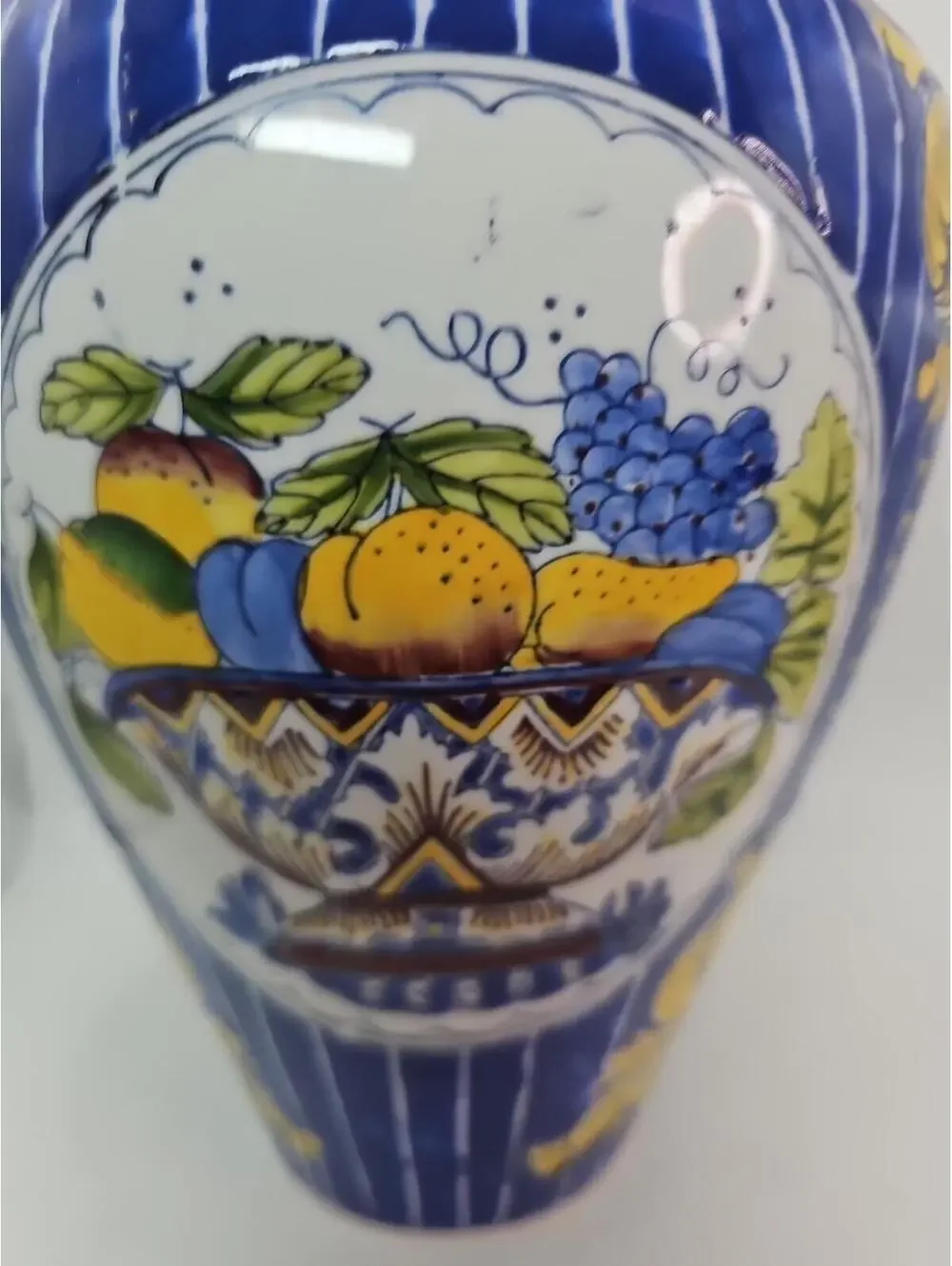 Vintage Porcelain Hand Painted Enamel Fruit Basket Decoration Large Vase 10